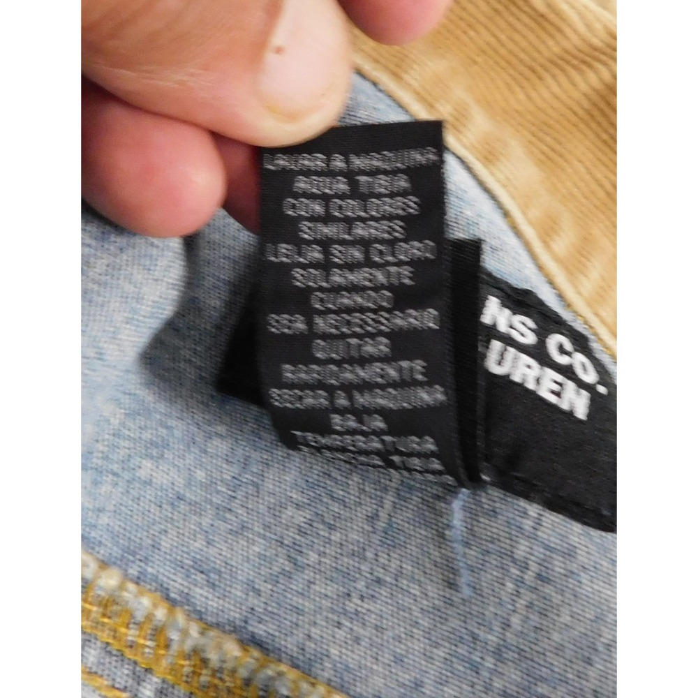 Vintage Polo Jeans Co Ralph Lauren Denim Jacket USA Flag Corduroy Collar sz L - Picture 6 of 6